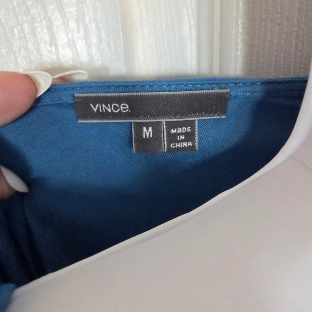 Vince Slate Blue Viscose Scoop Neck Long Sleeve Relaxed Top Womens Medium - Picture 5 of 6